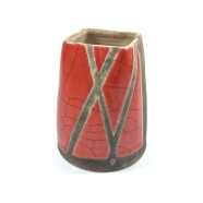 Vaso raku rosso