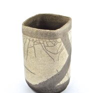 vaso raku bianco e nero